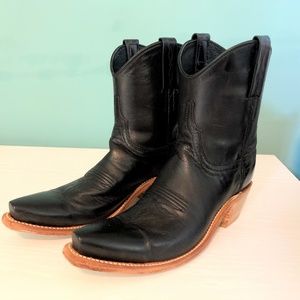 LUCCHESE GABY BLACK BURNISHED GOAT BOOTS